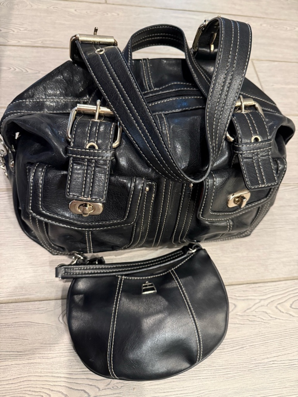 Y2k Kathy Vanzeeland for Nine West Faux  Leather Shoulder Bag with Front Pockets - Picture 10 of 16